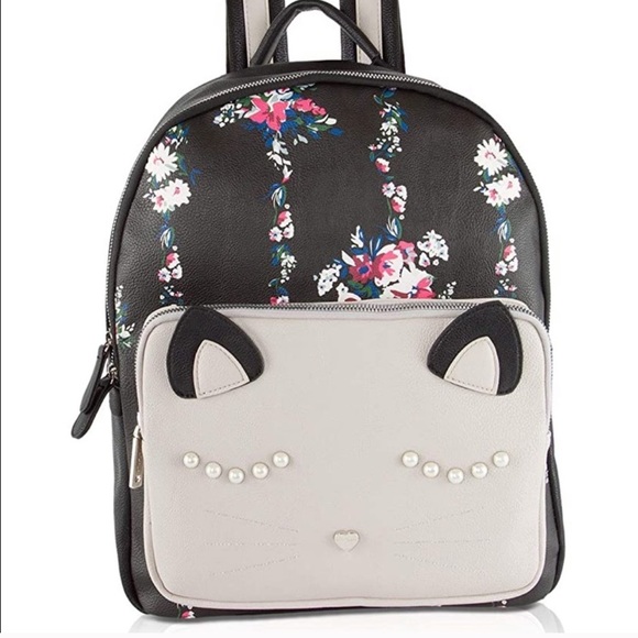 Betsey Johnson 3-D Cat Floral Leather Backpack NWT - Picture 2 of 7